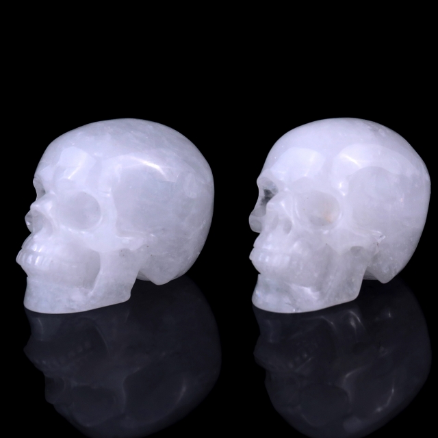 3.0" Angolan Quartz Rock Hand Carved Crystal Realistic Skull Sculpture