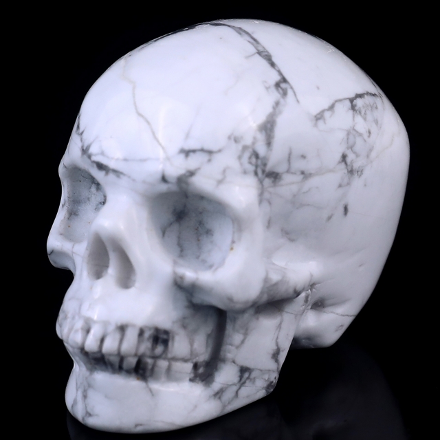 2.2" Howlite Hand Carved Crystal Realistic Skull Sculpture