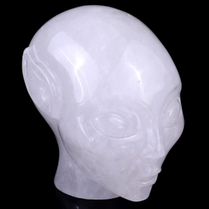 3.9" Angolan Quartz Rock Elf Alien Skull – Hand Carved Natural Crystal Healing Sculpture