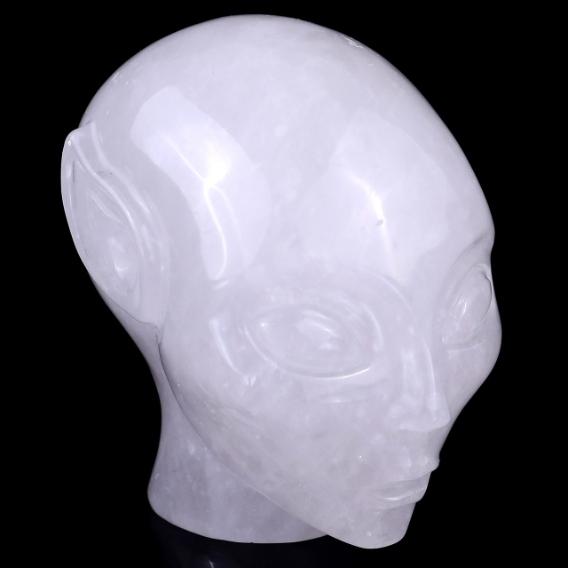 3.9" Angolan Quartz Rock Elf Alien Skull – Hand Carved Natural Crystal Healing Sculpture