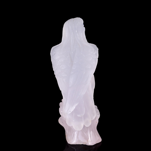 5.2" Rose Quartz Hand Carved Crystal Parrot Sculpture - Healing Crystal Decor