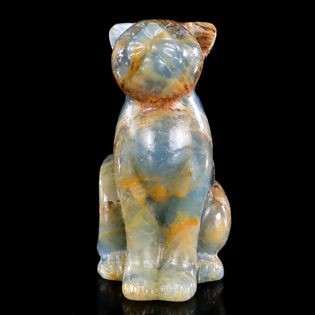 2.9" Natural Blue Onyx Hand Carved Crystal Cat Sculpture