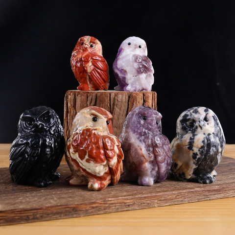 Various Jade Owl Small Carvings - Handmade Exquisite Jade Figurines for Home Decor & Collection