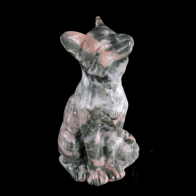 2.9" Natural Jiulong Jade Hand Carved Crystal Fox Sculpture