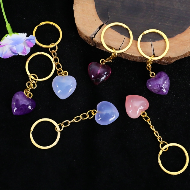 Exquisite Heart-Shaped Keychains Made of Various Jade Materials - Perfect for Gifting!