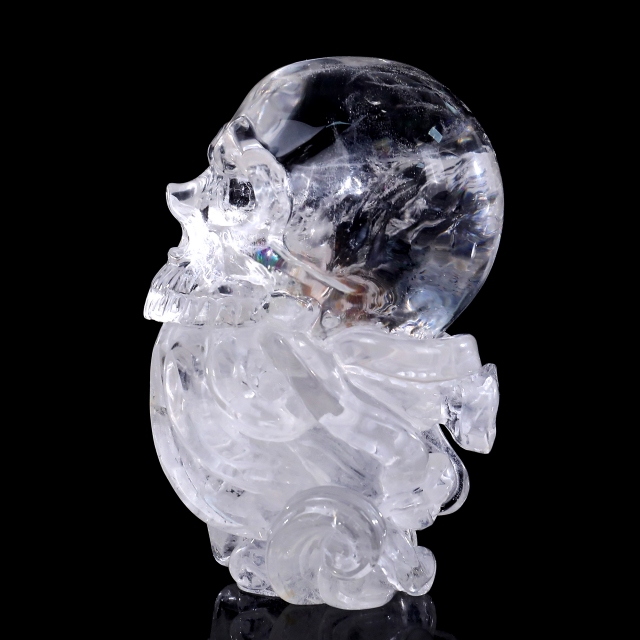 5-inch Clear Quartz Skull with Octopus – Artisanal Crystal Fusion of Mystique & Nature's Precision