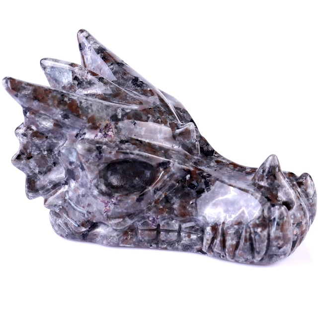 4.2" Yooperlite Hand Carved Crystal Dragon Skull Sculpture