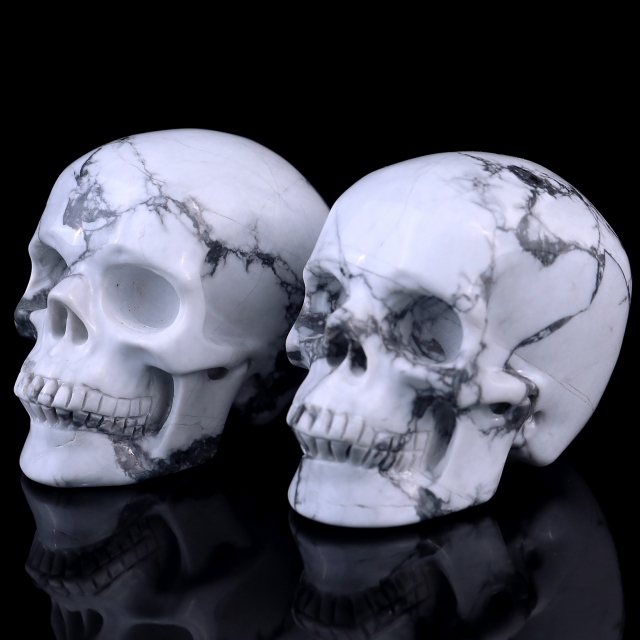 3.0" Howlite Hand Carved Crystal Realistic Skull Sculpture