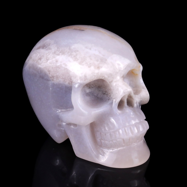 3.0" Natural Agate Hand Carved Crystal Realistic Skull Sculpture