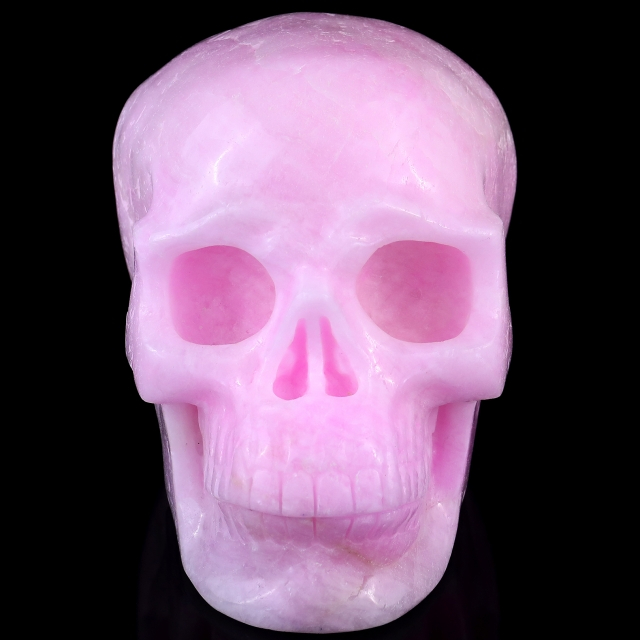 8.3" Pink Aragonite Hand Carved Crystal Realistic Skull Sculpture