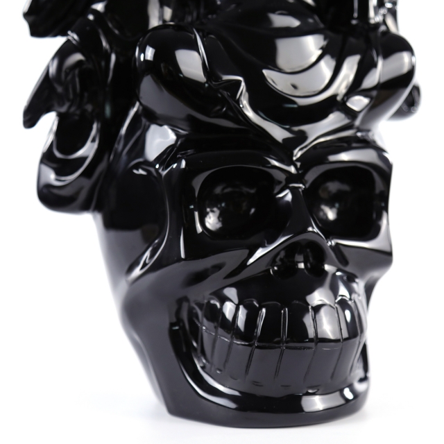 Massive 15.3" Black Obsidian Crystal Skull – Hand Carved Realistic King Sculpture