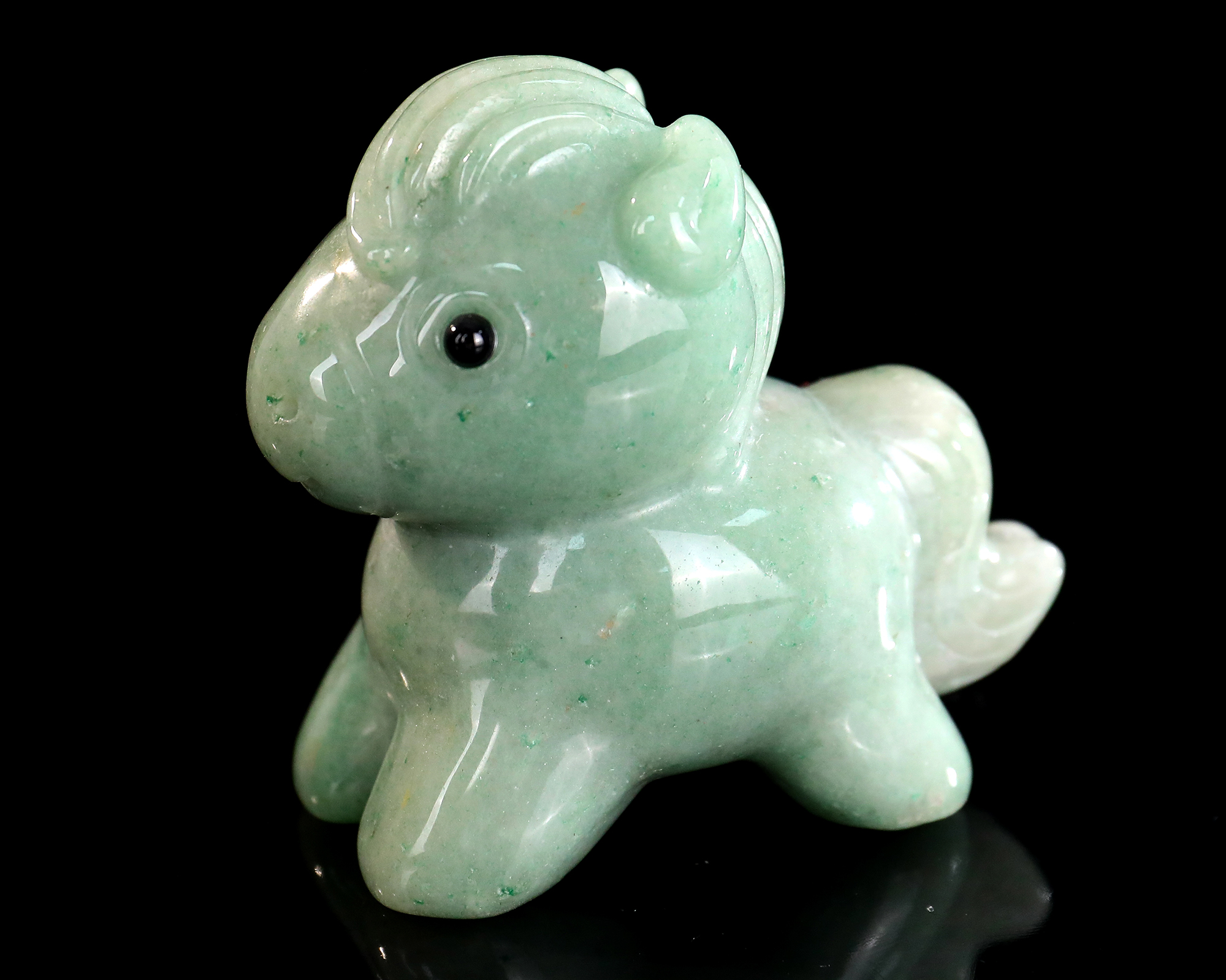 Natural Green Aventurine Cartoon Pony Carving - Handcrafted Cute Gemstone Sculpture for Home Decor & Gift