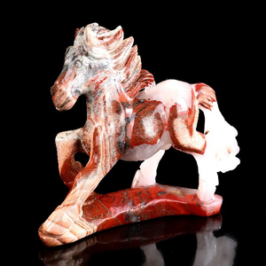 Hand-Carved Running Horse Statue - Polished Gemstone Animal Figurine for Feng Shui & Collection