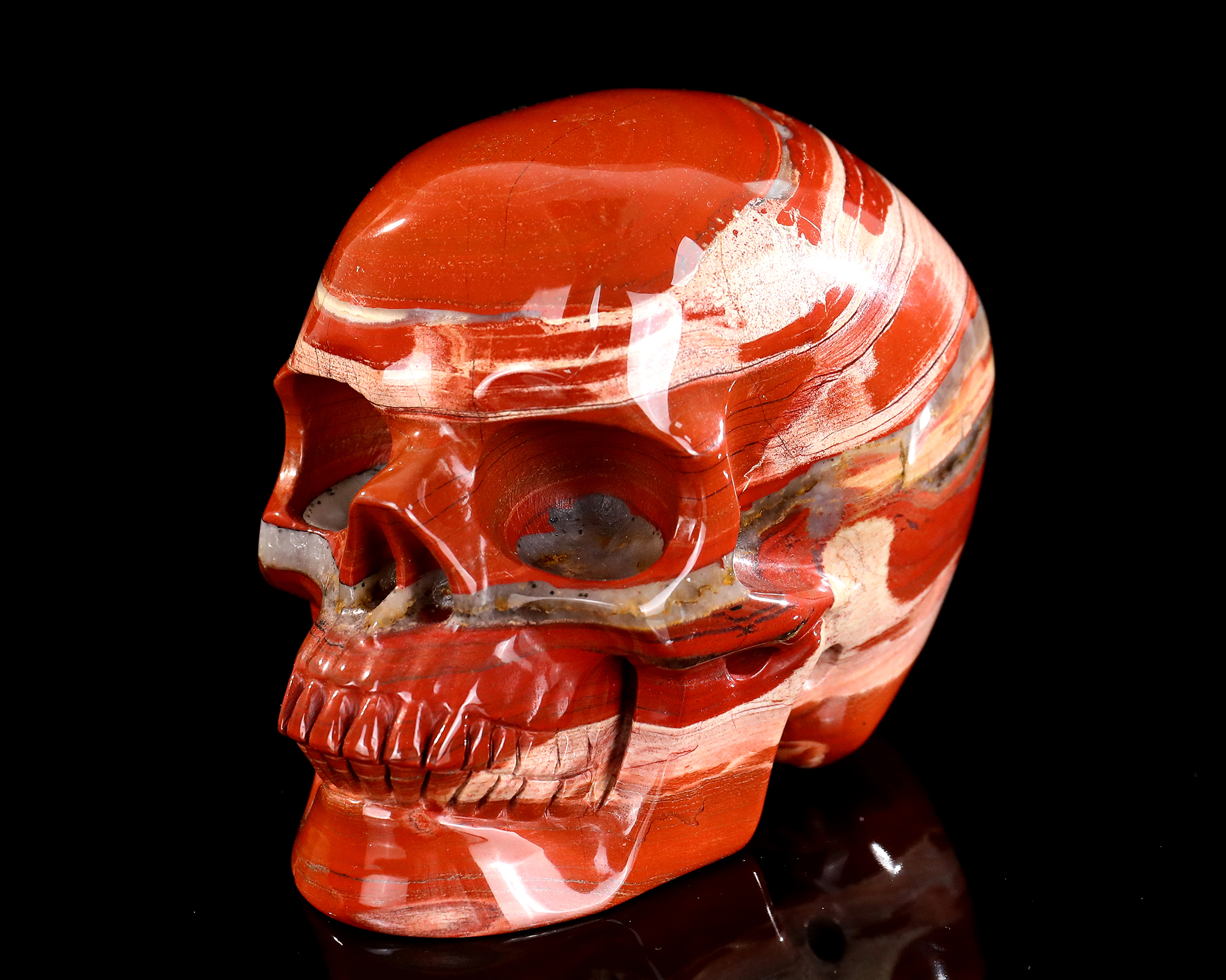 Natural Red Jasper Crystal Skull Carving Handcrafted Gemstone Skull Figurine