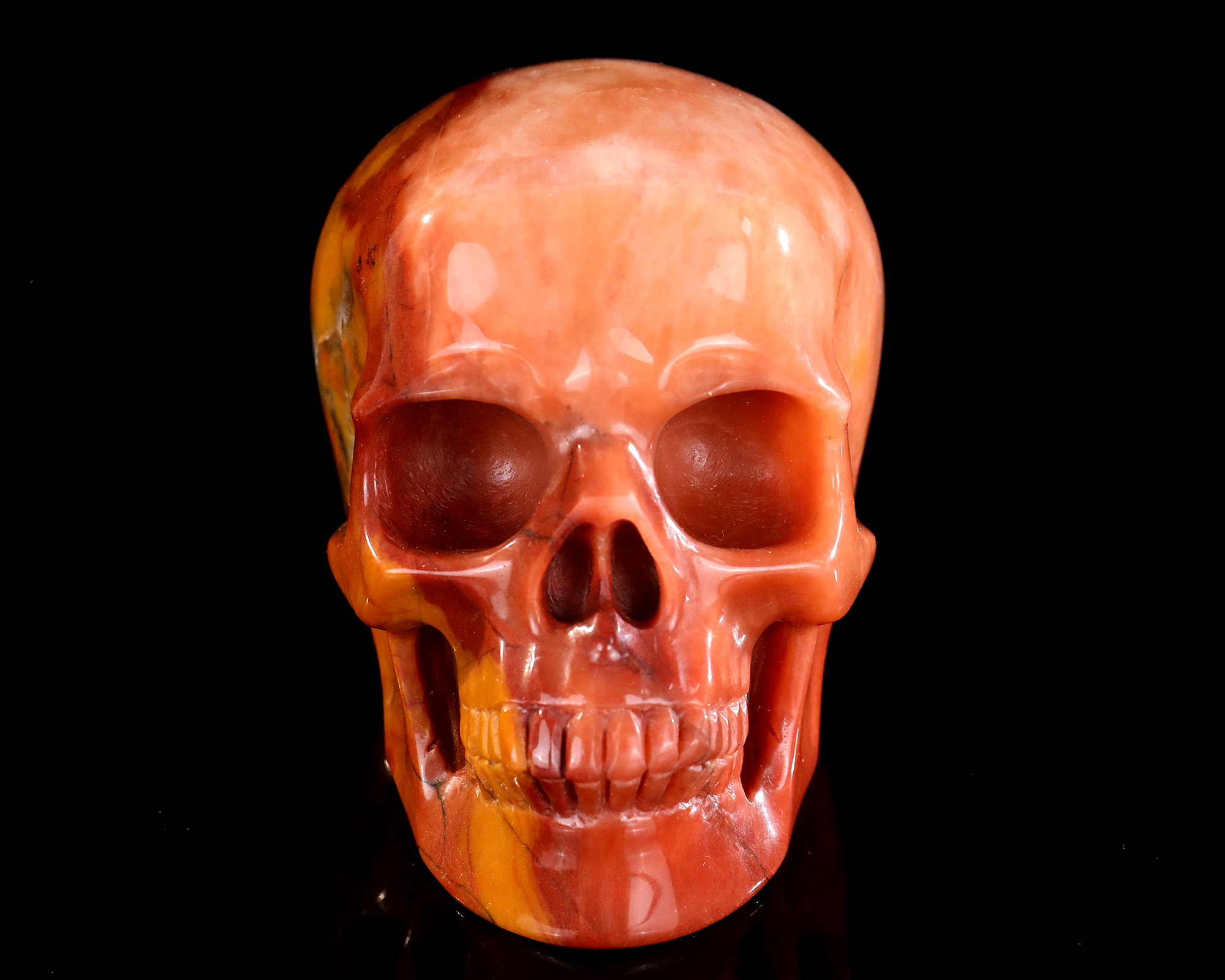 4.5" Hand-Carved Polished Natural Red Agate Skull - Artisan Gemstone Crystal Sculpture