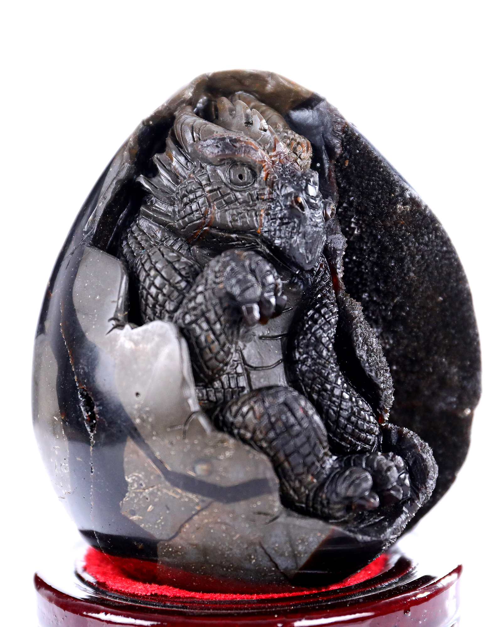 Natural Dragon Septarian Stone Dinosaur Carving Handmade Crystal Decor Figurine