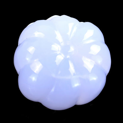 1.7” Natural Blue Chalcedony Hand Carved Crystal Pumpkin Sculpture, Halloween Gift