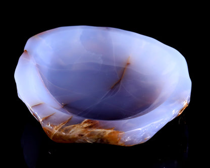 5.3" Blue Chalcedony Hand Carved Crystal Jewelry Tray Fruit Tray