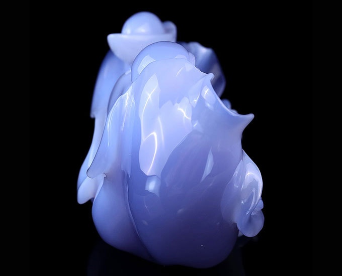 Gemstone 8.7" Blue Chalcedony Hand Carved Crystal Buddha Sculpture