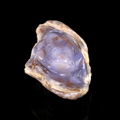 4.4" Blue Chalcedony Hand Carved Crystal Frog Sculpture