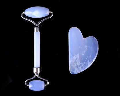Blue Chalcedony Hand Carved Crystal Massage Tool Sets