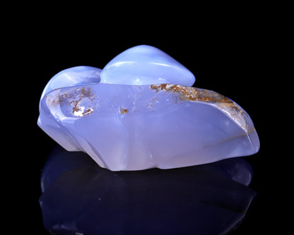 4.2" Blue Chalcedony Hand Carved Crystal Mushrooms Sculpture