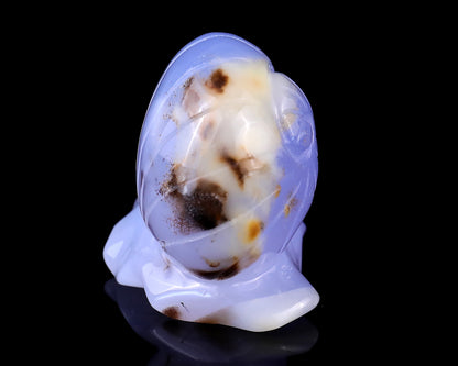 3.2" Blue Chalcedony Hand Carved Crystal Snail Sculpture