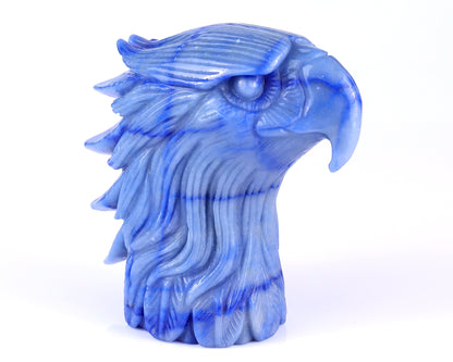 5.3" Blue Aventurine Hand Carved Crystal Eagle Head Sculpture