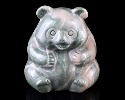 2.0" Jiulong Jade Hand Carved Crystal Panda Sculpture
