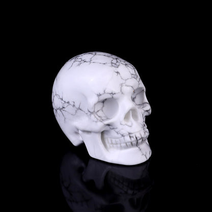 2.2" Howlite Hand Carved Crystal Realistic Skull Sculpture