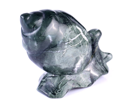 3.4" Jiulong Jade Hand Carved Crystal Snail Sculpture
