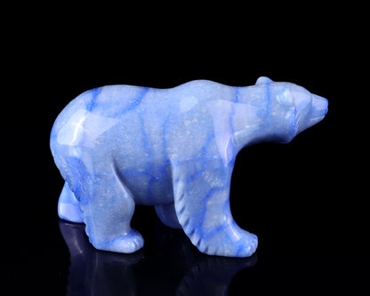 6.1" Sodalite Hand Carved Crystal Polar Bear Sculpture