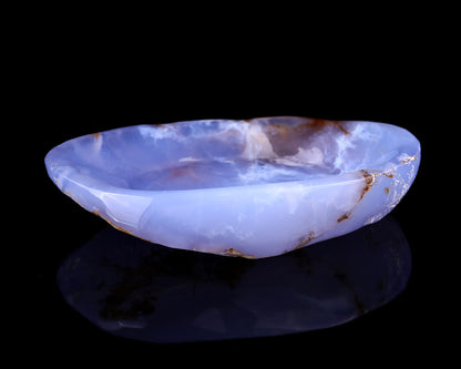 7.1" Blue Chalcedony Hand Carved Crystal Ashtray Fruit Tray
