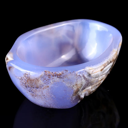 3.4" Blue Chalcedony Hand Carved Crystal Bowl