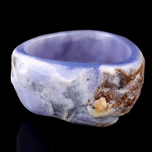 3.1" Blue Chalcedony Hand Carved Crystal Bowl
