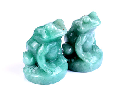 Natural Green Aventurine Hand Carved Crystal Frog Sculpture