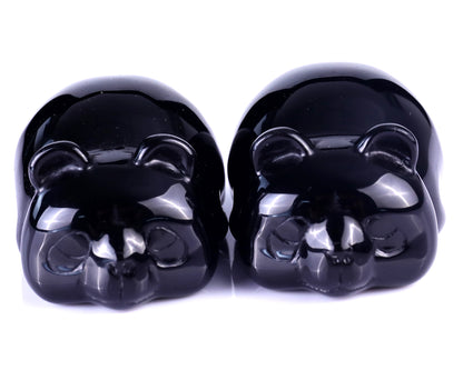 Natural Black Obsidian Hand Carved Crystal Panda Sculpture