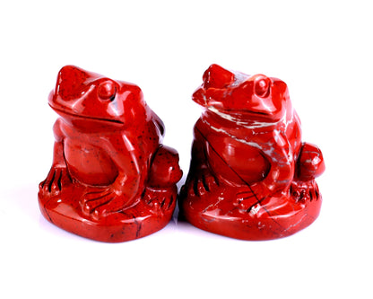 Natural Red Jasper Hand Carved Crystal Frog Sculpture