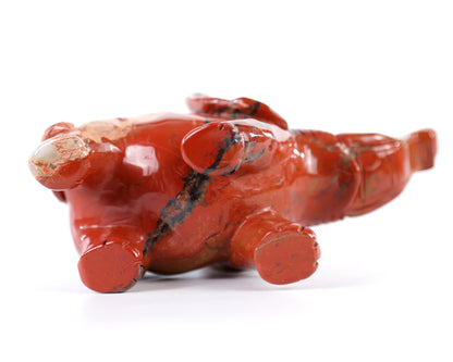5.2" Red Jasper Hand Carved Crystal Elephant Sculpture