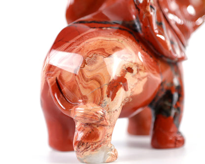 5.2" Red Jasper Hand Carved Crystal Elephant Sculpture