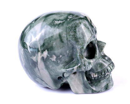3.0" Jiulong Jade Hand Carved Crystal Realistic Skull Sculpture
