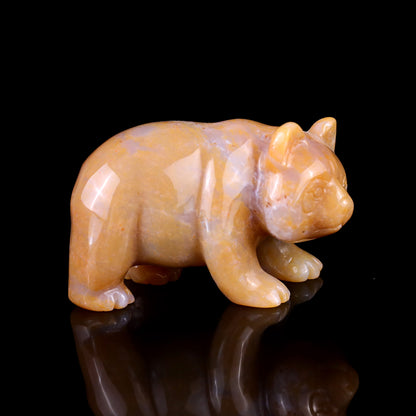 2.9" Chalcedony Hand Carved Crystal Panda Sculpture