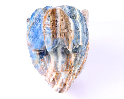 9.8" Blue Onyx Hand Carved Crystal Wolf Head Sculpture