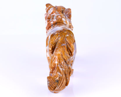 9.8" Chalcedony Hand Carved Crystal Wolf Sculpture