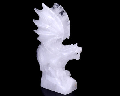 Amazing 8.9" Angolan Quartz Hand Carved Crystal Dragon Sculpture