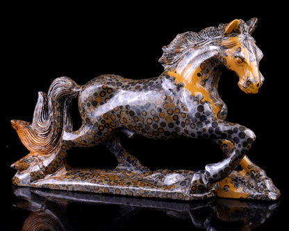 Amazing 7.6" Leopard Skin Jasper Hand Carved Crystal Leopard Sculpture
