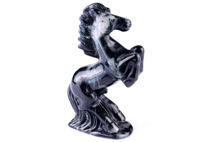 2.9" Jiulong Jade Hand Carved Crystal Horse Sculpture