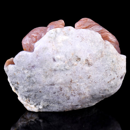 4.6" Chalcedony Hand Carved Crystal Squirrel Sculpture
