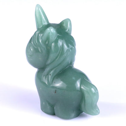 2.8" Green Aventurine Hand Carved Crystal Unicorn Sculpture