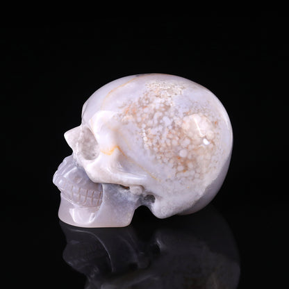 3.0" Agate Hand Carved Crystal Realistic Skull Sculpture